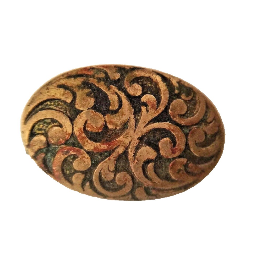 Signed Swank Small Tie Clip Men's Ornate Gold Tone 7/8" Vintage Oval